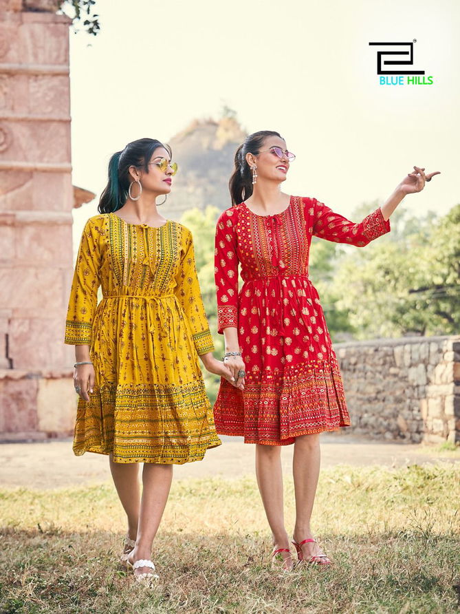 Blue Hills Show off 3 Fancy Printed Tunic Style Wholesale Designer Kurtis